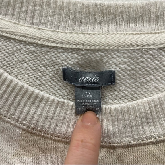 Aerie Camo Oversized Sweatshirt Loungewear Cream Tan Size XS Casual - Picture 5 of 9